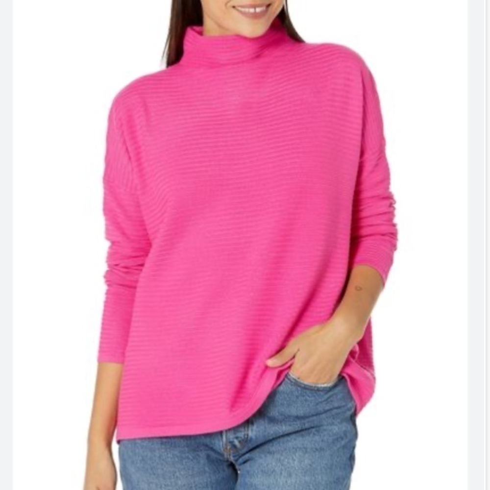 FRENCH CONNECTION sweater mock neck long sleeves hot pink oversized small